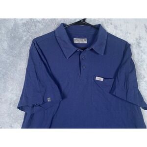 FIGS FIGSPRO Mens Large Pima Cotton Polo Shirt Blue Short Sleeve Pocket